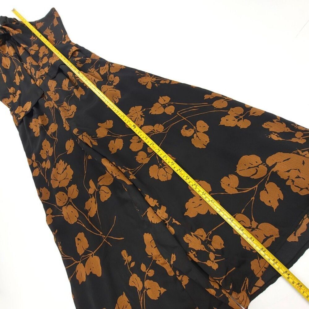 NEW Banana Republic Minimal Tie Neck Cropped Wide Leg Jumpsuit Brown Boho Floral - Picture 5 of 11